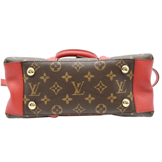 Louis Vuitton Soufflot BB Small Satchel Crossbody Monogram Brown Cerise Red