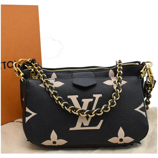 LOUIS VUITTON Multi Pochette Empreinte Leather Accessories Bag Black