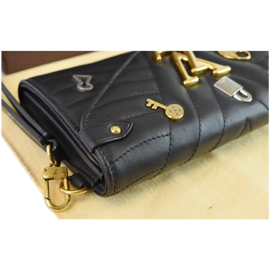 LOUIS VUITTON Calfskin Love Lock New Wave Long Wallet Black | FASHIONPHILE