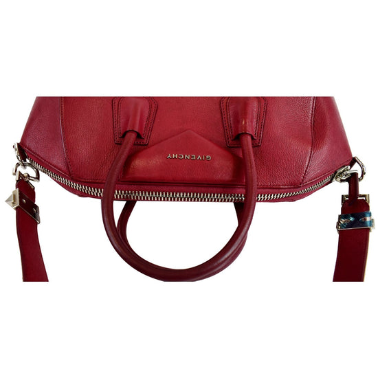 Givenchy Antigona Tote Glazed Medium Red in Leather with Silver-Tone - US