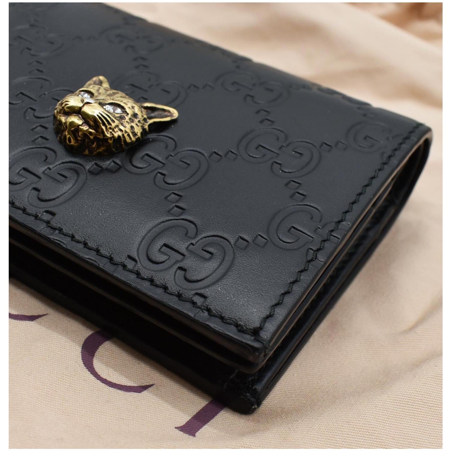 Crystal Leather Card Case Wallet Black 548057