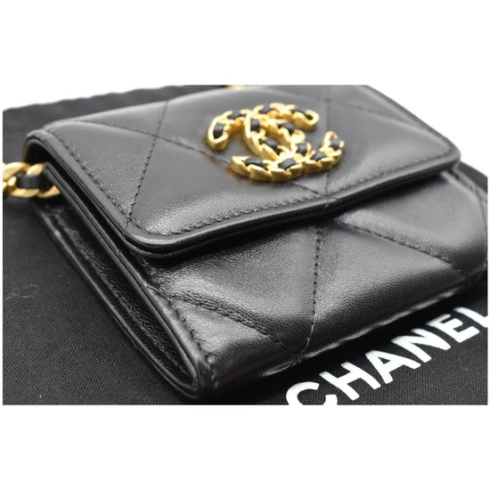 NEW Chanel AP1787B04852 19 Flap Coin Purse With Two Tones Gold And Gunmeta  Light