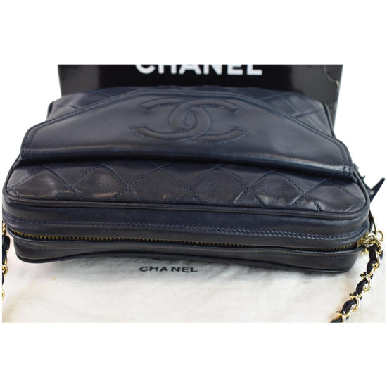 Chanel Vintage Small Black Quilted Lambskin Front Pocket Camera Bag