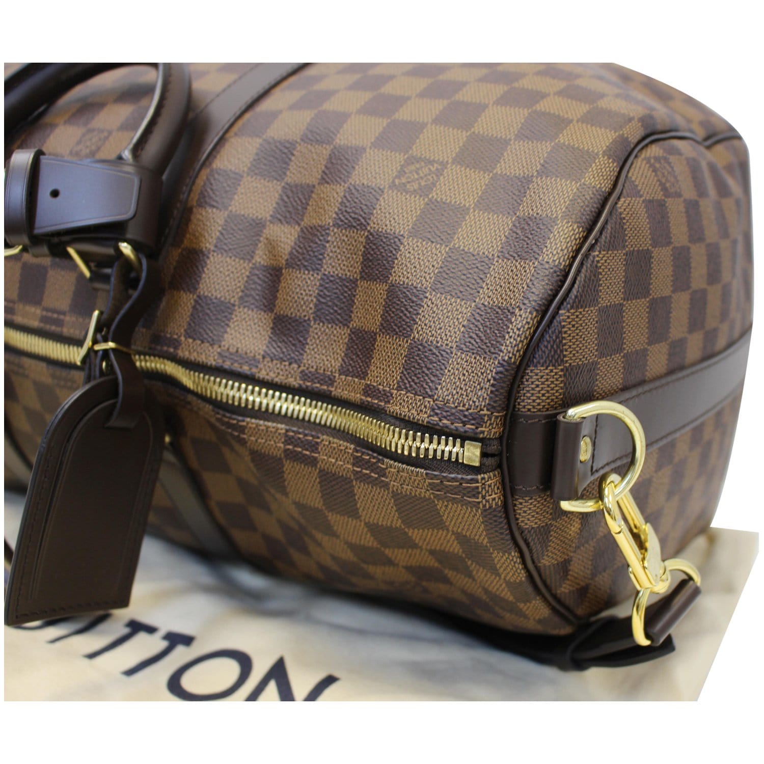 LOUIS VUITTON Keepall 45 Bandouliere Damier Ebene Travel Bag Brown-US