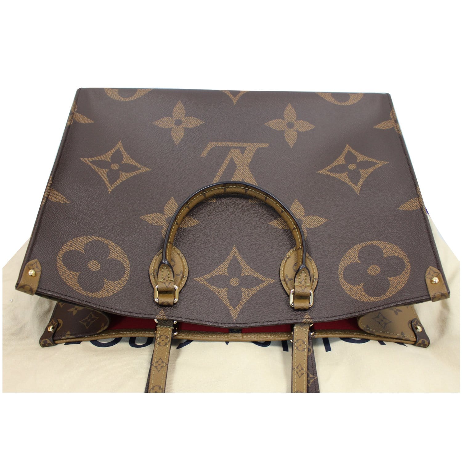 Louis+Vuitton+On+The+Go+Tote+MM+Brown+Monogram+Reverse+Leather for sale  online