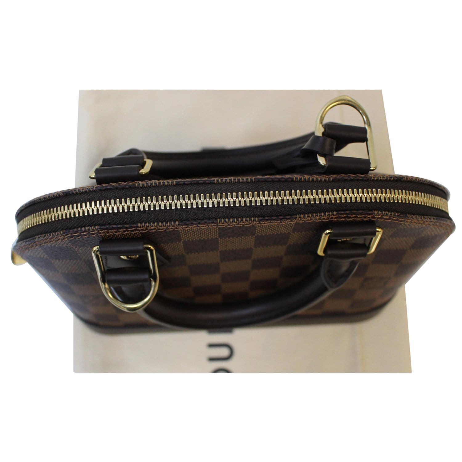 LOUIS VUITTON Alma BB Damier Ebene Satchel Bag Brown