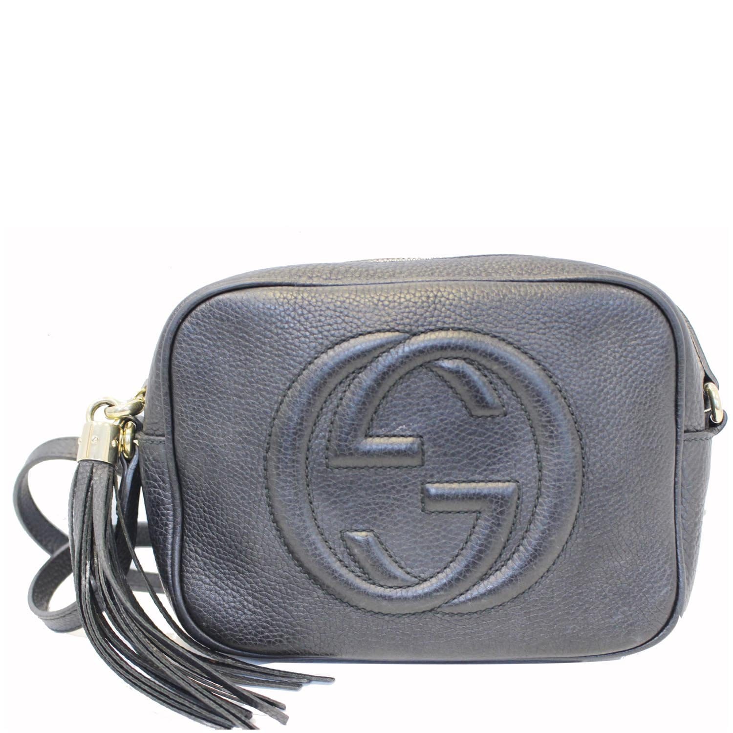 GUCCI Soho Disco Pebbled Leather Small Crossbody Bag Black US