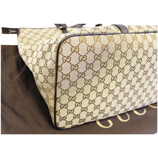 GUCCI GG Canvas Tote Travel Bag Beige 449170