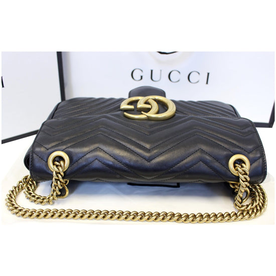 GUCCI GG Marmont Matelasse Leather Shoulder Bag Black 443496-US