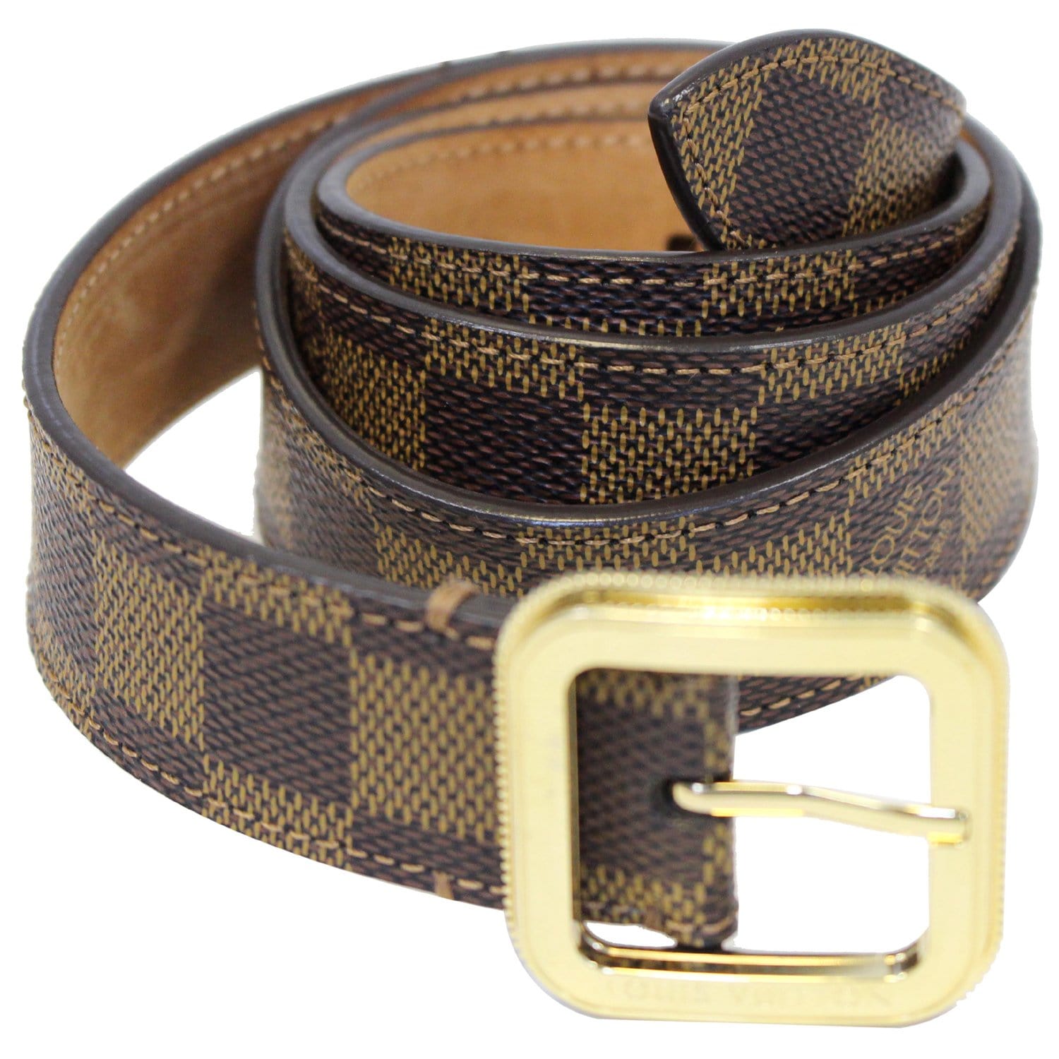 LOUIS VUITTON Tresor Damier Ebene Belt Brown Size 41