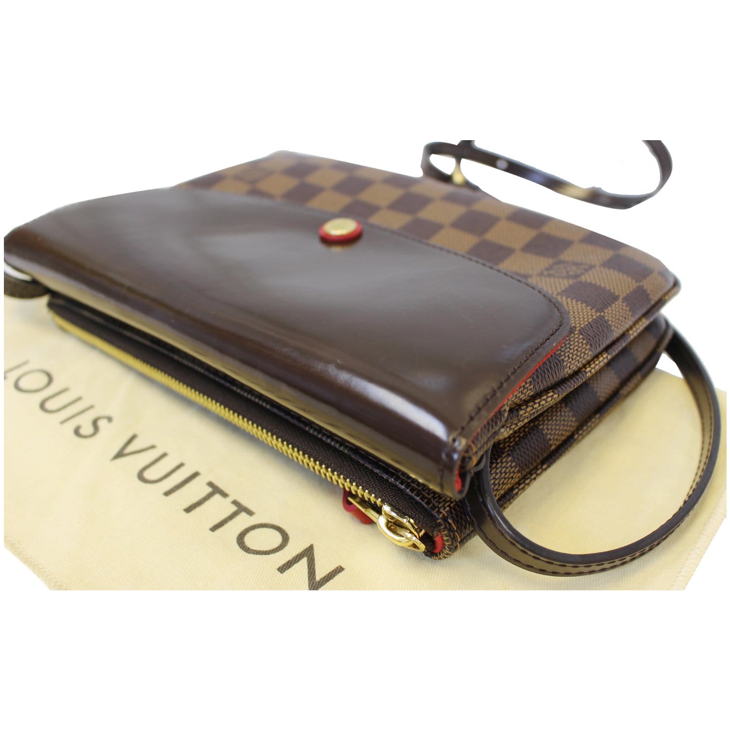 LOUIS VUITTON Twice Pochette Damier Ebene Crossbody Bag Brown-US