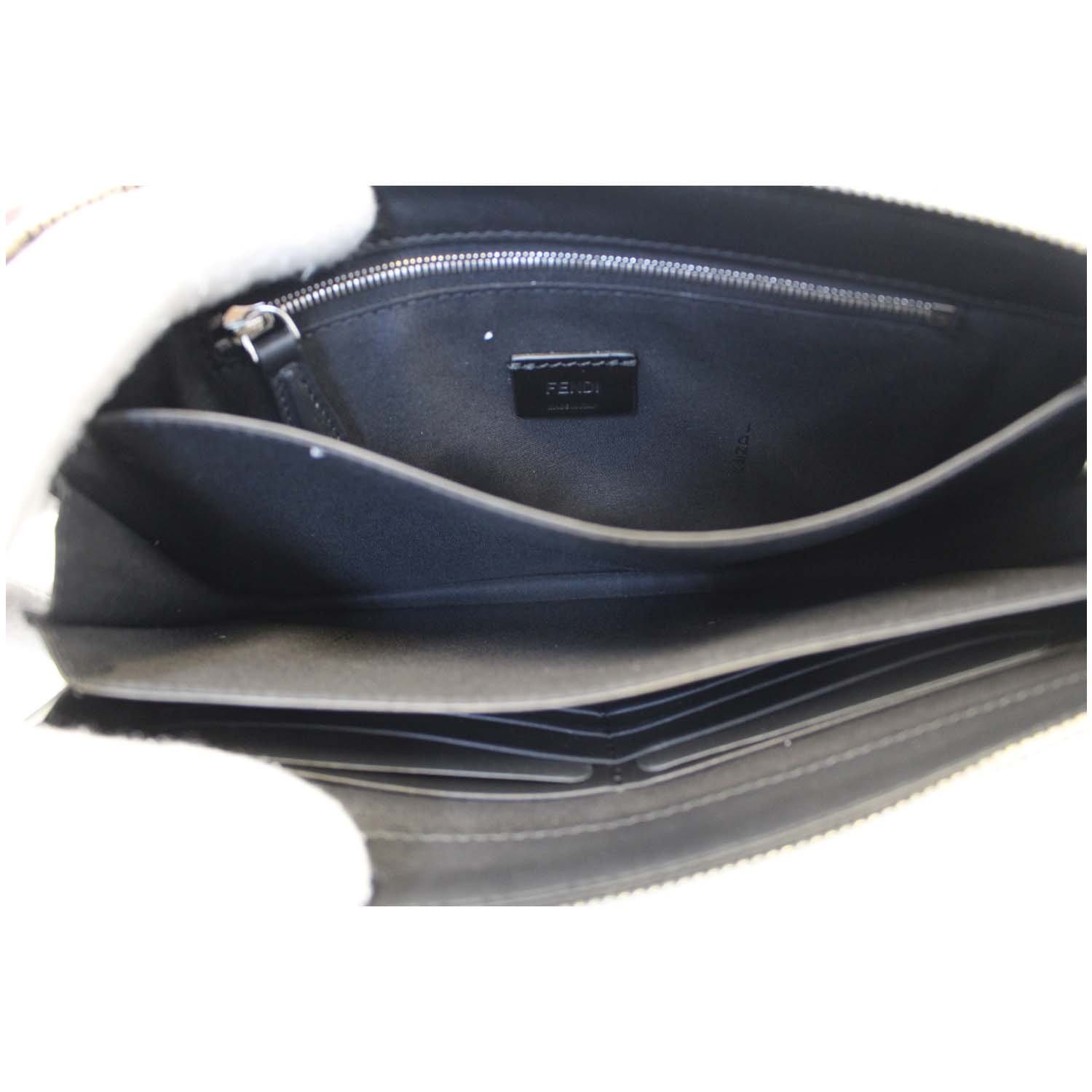 Fendi Clutch Bag Bugs Metal Slim Black For Women