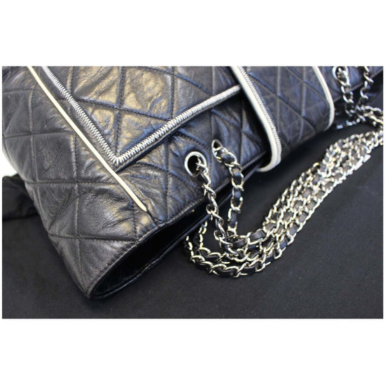 CHANEL Leather East West Large Modern Chain Tote White 84614