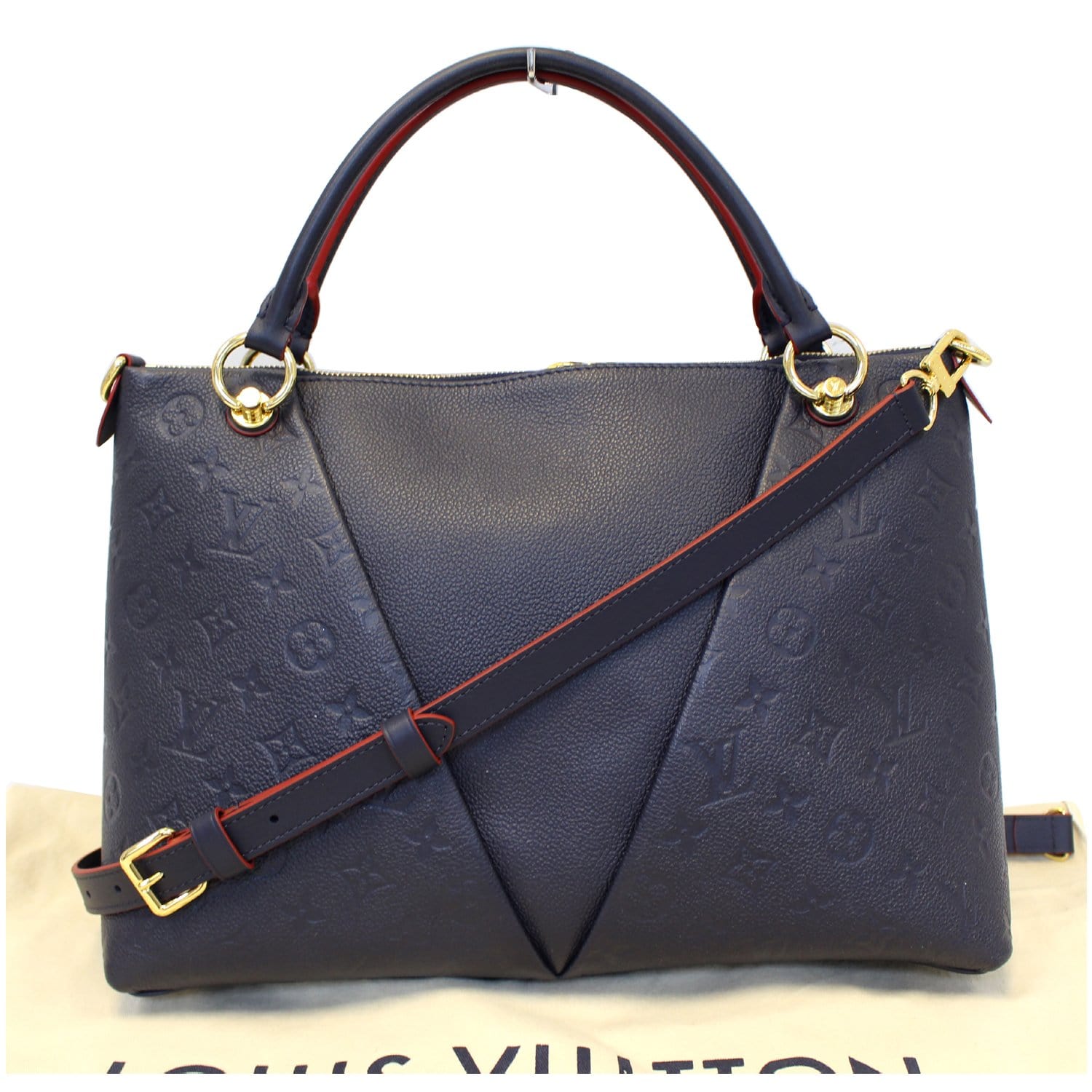 LOUIS VUITTON V MM Empreinte Leather Tote Bag Marine Rouge-US