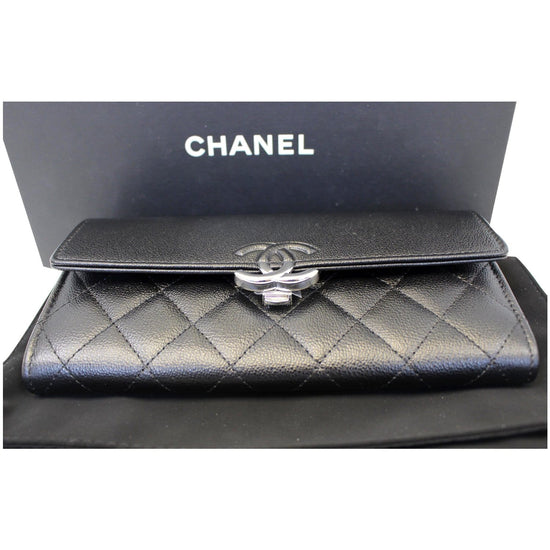 Chanel Classic Medium Flap Wallet In Grained Calfskin With Gold