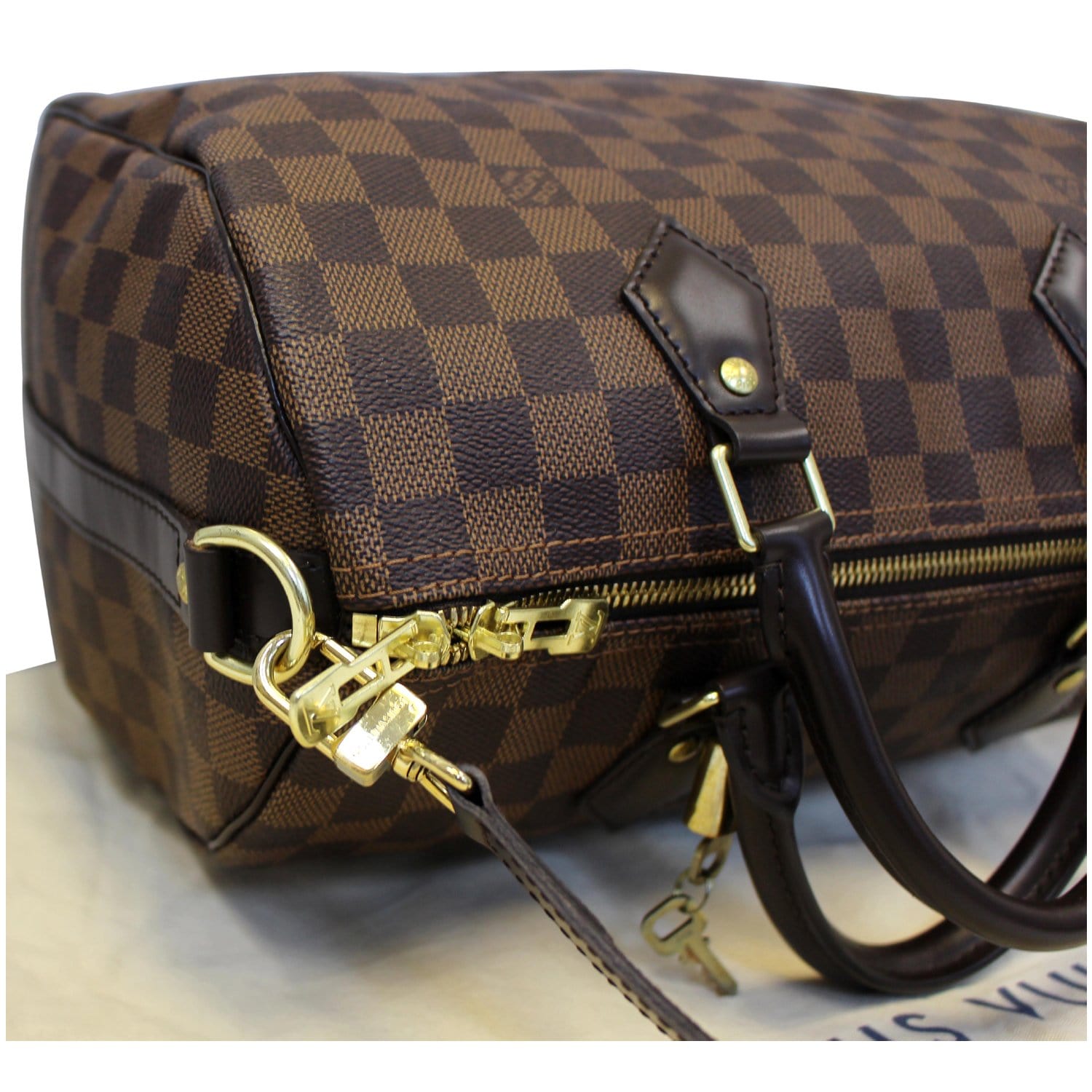 LOUIS VUITTON Speedy 30 Bandouliere Damier Ebene Shoulder Bag Brown-US