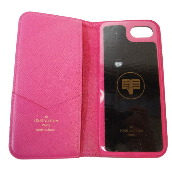 Authentic Louis Vuitton LV Monogram Folio iPhone 8+ Plus Brown Pink Phone  Case