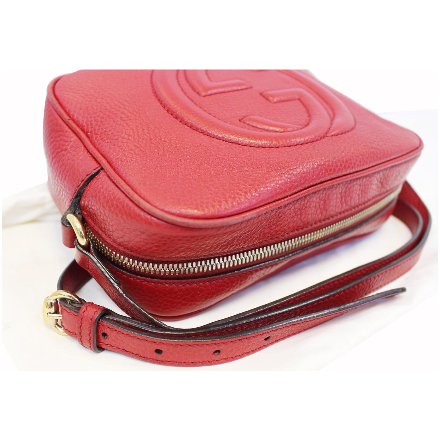 GUCCI Soho Disco Pebbled Leather Small Crossbody Bag Red-US