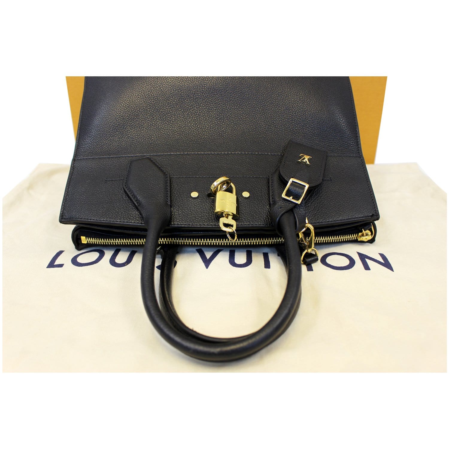 LOUIS VUITTON City Steamer MM Noir Black Leather Shoulder Bag-US