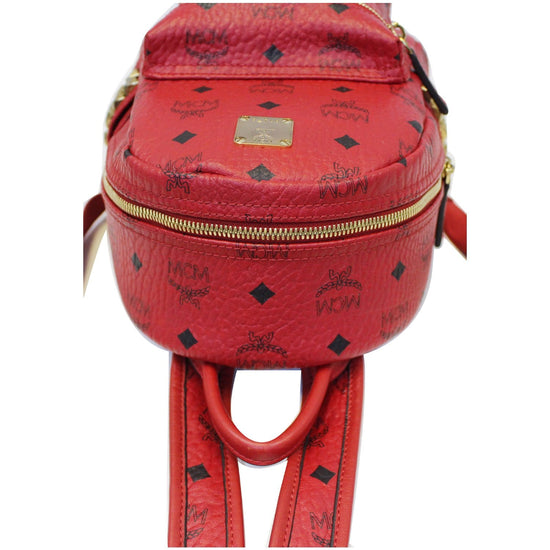 Red MCM Mini Visetos Leather Backpack – Designer Revival