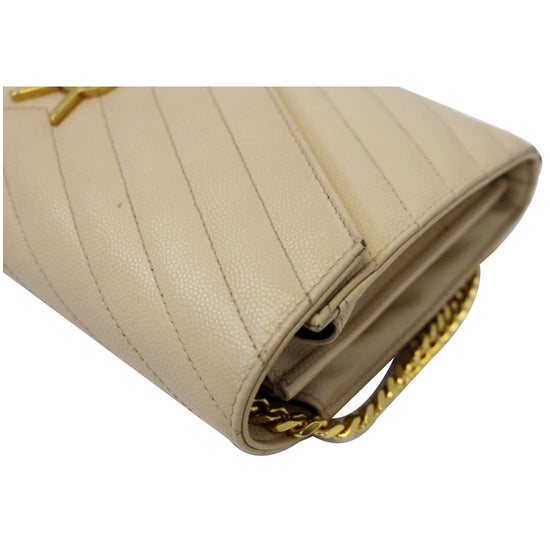 YSL Grain De Poudre Matelasse Chevron Monogram Chain Wallet Black - LVLENKA  Luxury Consignment