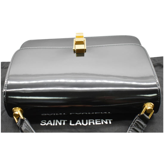 YVES SAINT LAURENT Le Carre Patent Leather Shoulder Bag Black - Final