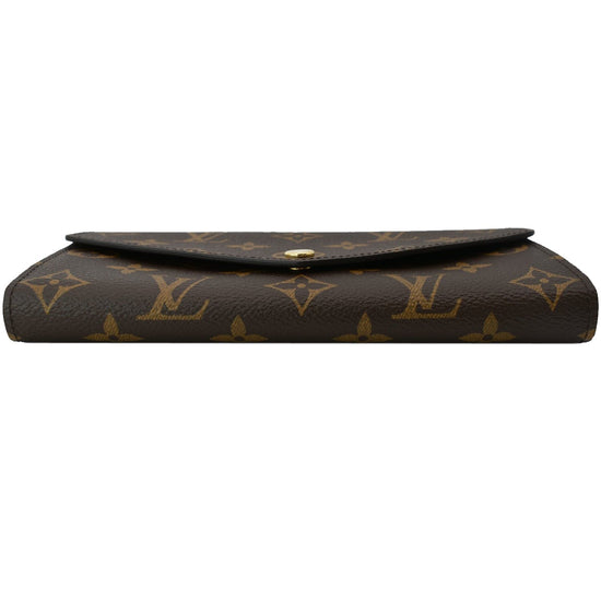 LOUIS VUITTON Sarah Brown Tan Monogram Coated Canvas Snap Flap Clutch  Wallet '05