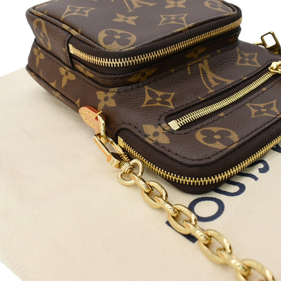 LOUIS VUITTON Utility Phone Sleeve Monogram Canvas Crossbody Bag Brown