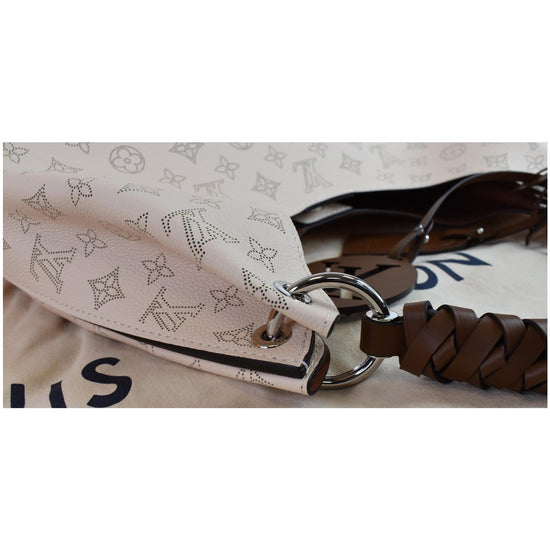 LOUIS VUITTON Carmel Mahina Calf Leather Hobo Bag Cream