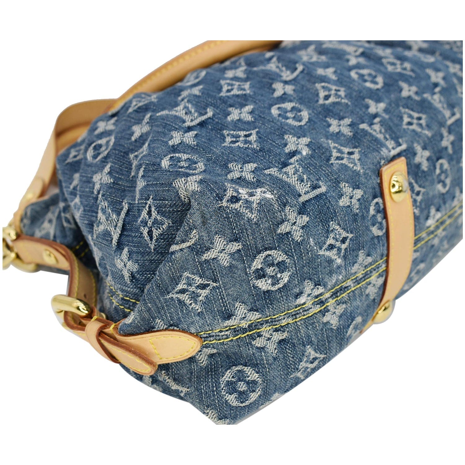 Louis Vuitton Pleaty Bag Small Blue Denim Leather Top Handles Monogram Jean   eBay