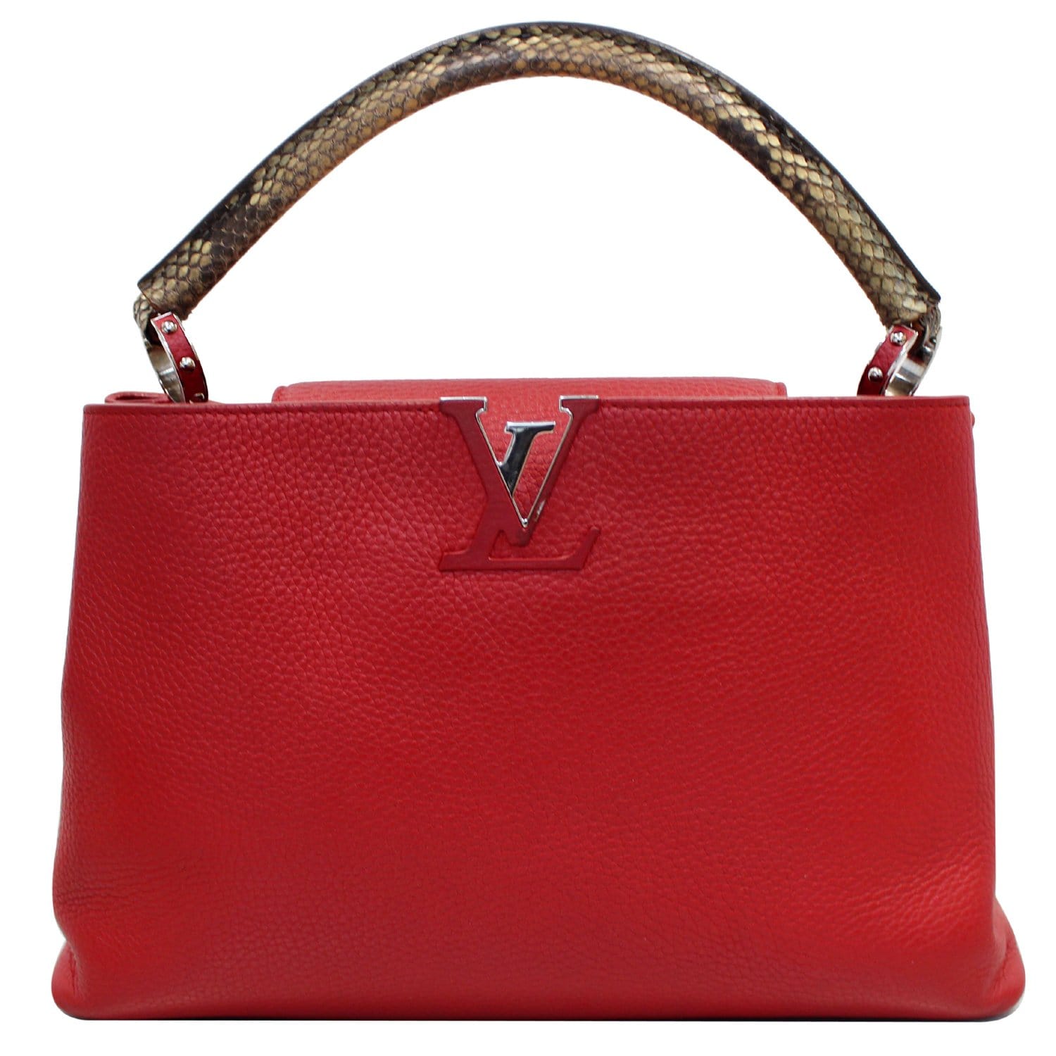 LOUIS VUITTON Capucines Taurillon Leather/Python Shoulder Bag Scarlet-US