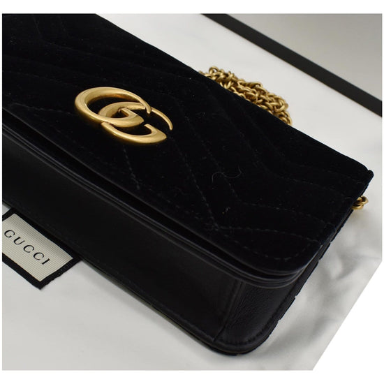 Gg marmont phone leather crossbody bag Gucci Black in Leather - 25962218