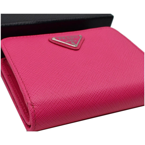 Prada Pink Saffiano Zip Around Wallet QNADVD3RPB020