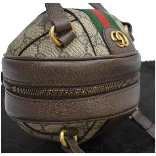 GUCCI Ophidia Mini GG Sphere Top Handle Canvas Bowler Bag Beige 574794