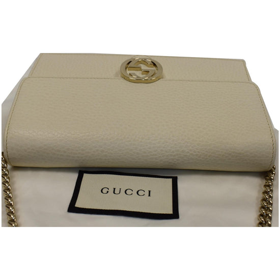 Interlocking leather crossbody bag Gucci Beige in Leather - 16555928