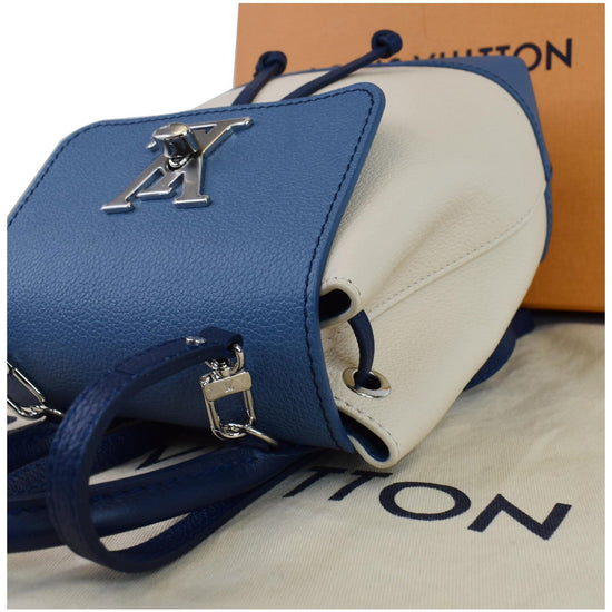 LOUIS VUITTON Lockme Calfskin Leather Backpack Blue/Beige