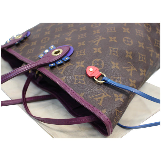 LOUIS VUITTON Neverfull MM Totem Monogram Canvas Tote Shoulder Bag Red