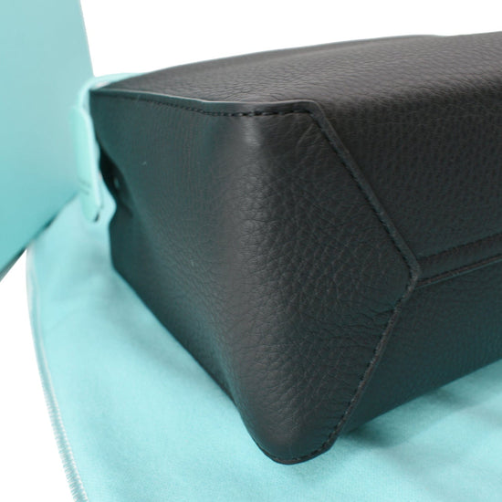 Tiffany&Co Black Tote Purse Grain Leather Handbag Lg 11”x19”x6” Stunning!