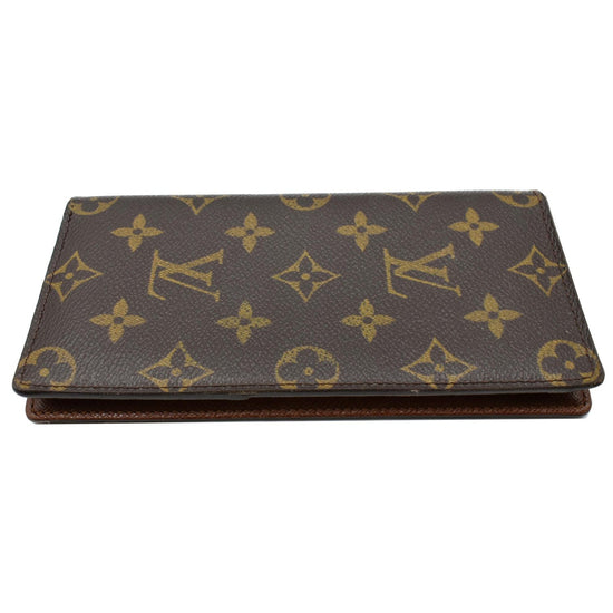 LOUIS VUITTON Checkbook Holder Monogram Canvas Wallet Brown