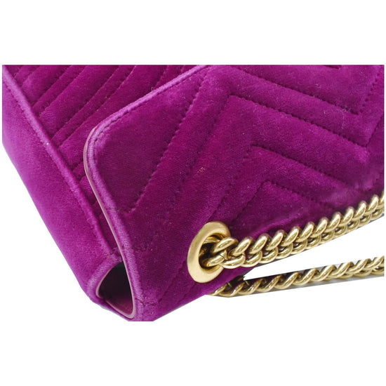 Marmont velvet crossbody bag Gucci Purple in Velvet - 24138791