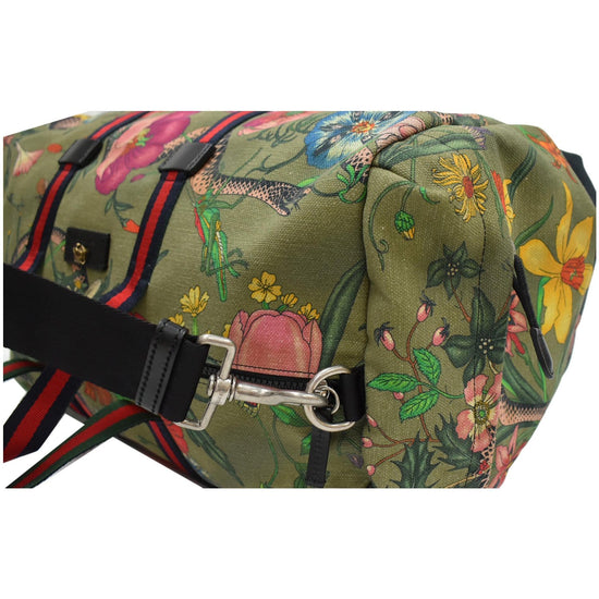 Gucci, Bags, Auth Gucci Flora Floral Flowers Canvas Leather Speedy Boston  Duffel Handbag Bag