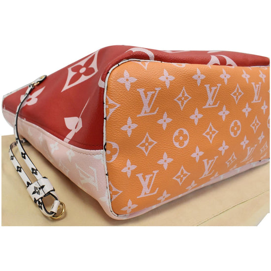 Louis Vuitton Red x Pink x Orange Monogram Giant Neverfull MM Tote Bag  33lz427s