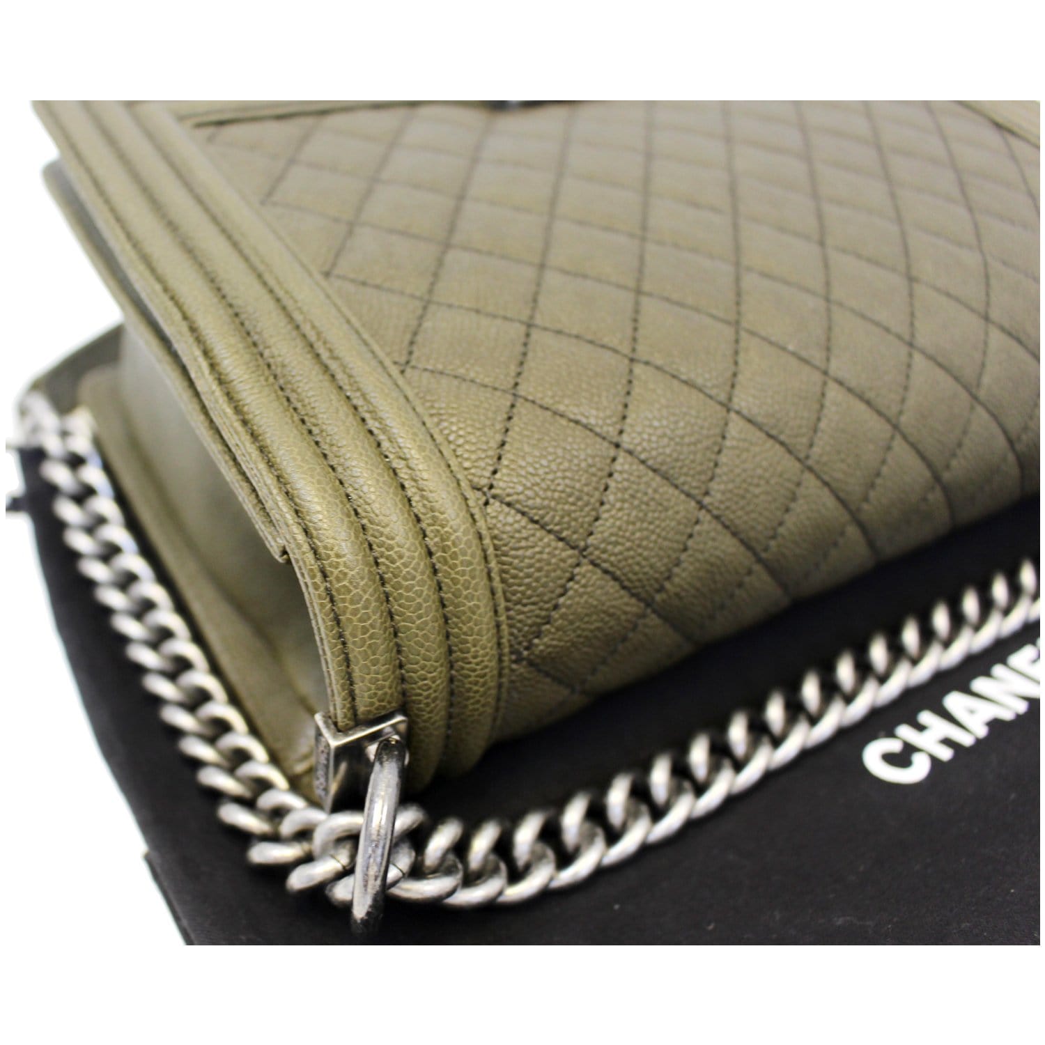 olive green chanel boy bag