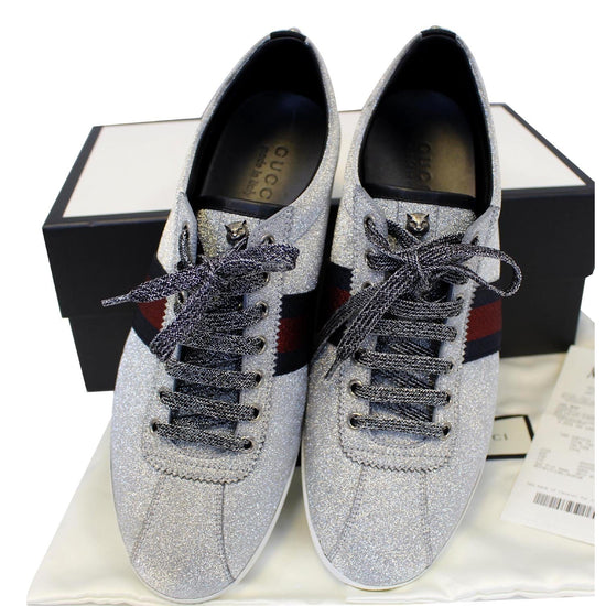 GUCCI Silver Web sneaker with Studs Size 11-US