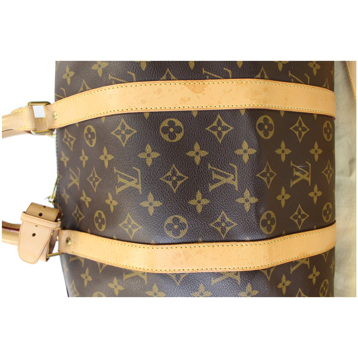 LOUIS VUITTON Keepall 55 Bandouliere Monogram Canvas Travel Bag Brown