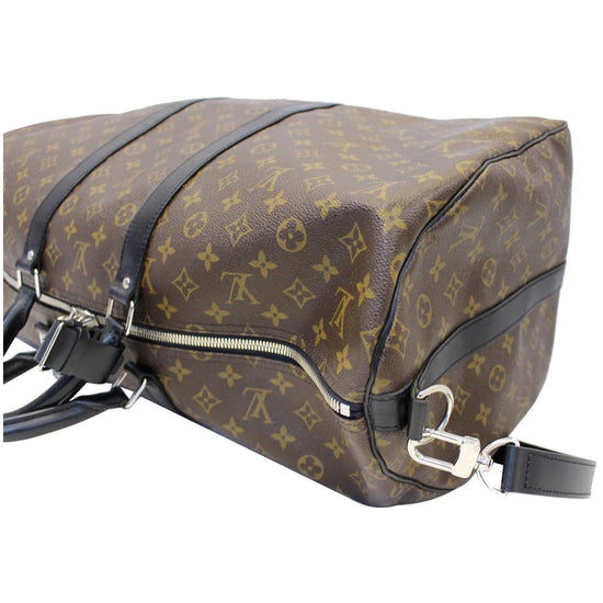 LOUIS VUITTON Keepall Bandouliere 55 Monogram Macassar Travel Bag Brow