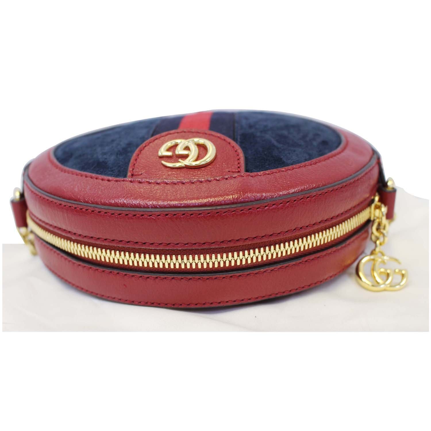 GUCCI Ophidia Mini GG Round Leather Shoulder Crossbody Bag 550618 Red-US