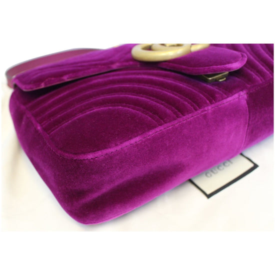 Gucci Purple Velvet Medium GG Marmont Shoulder Bag ○ Labellov ○ Buy and  Sell Authentic Luxury