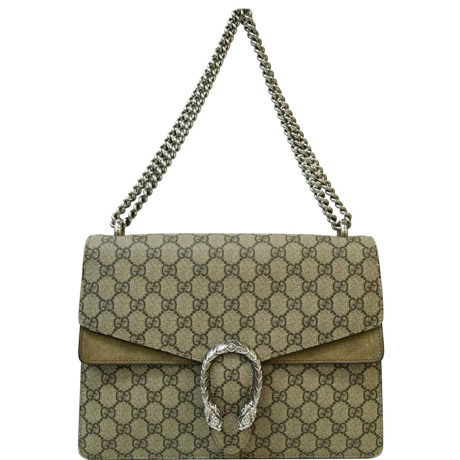 Gucci GG Supreme Monogram Medium Dionysus Shoulder Bag Taupe