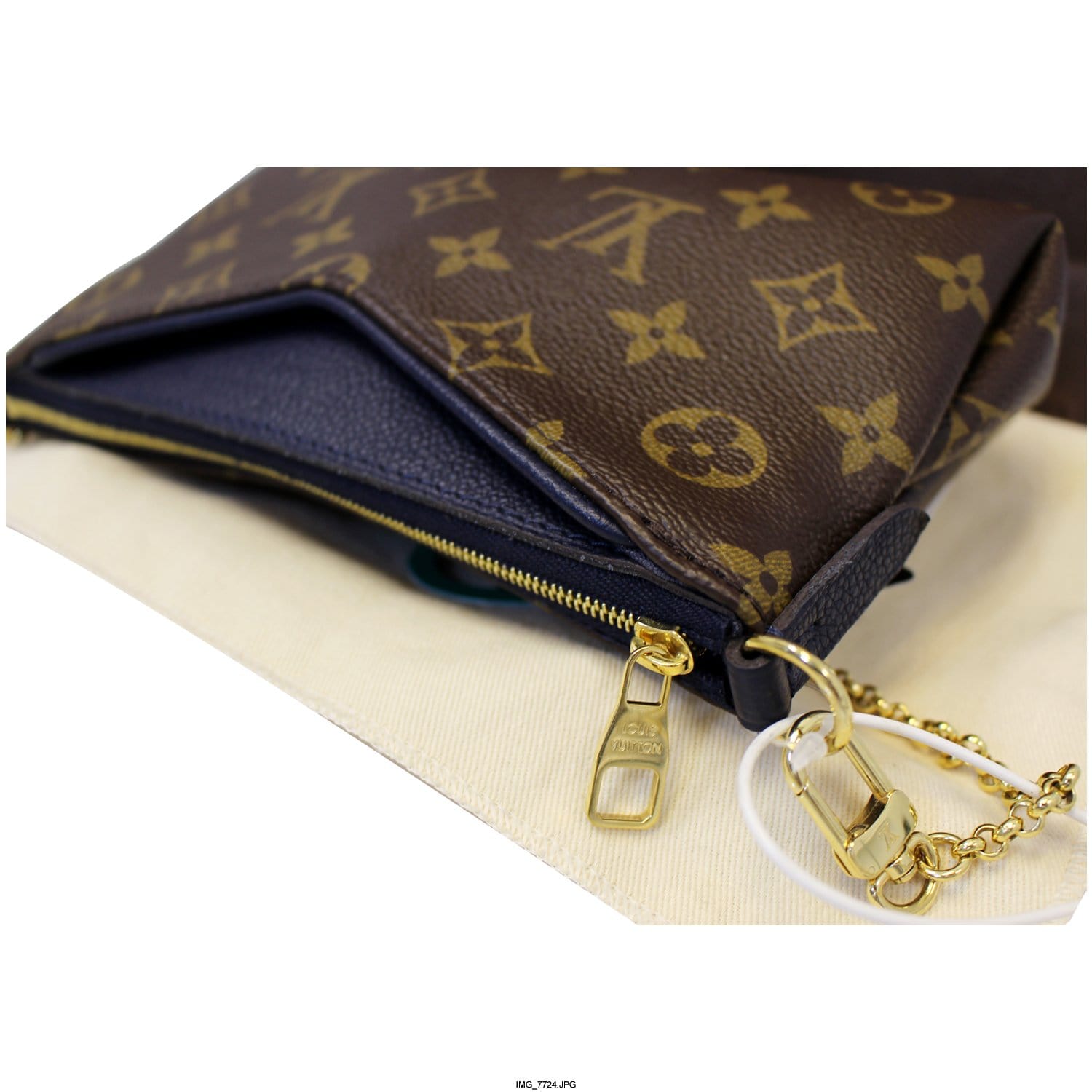 Louis Vuitton Pallas Clutch Crossbody Saffron Monogram Canvas HandBag